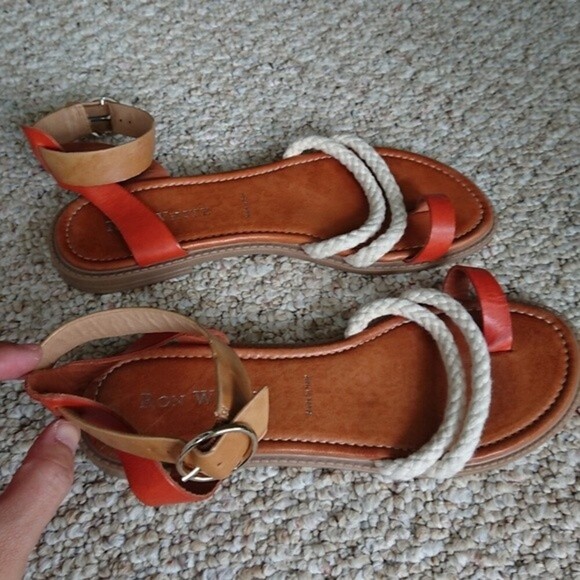 Ron White Saralie Braided Toe Strap Sandal In Orange & Brown size 9.5 - Picture 4 of 12